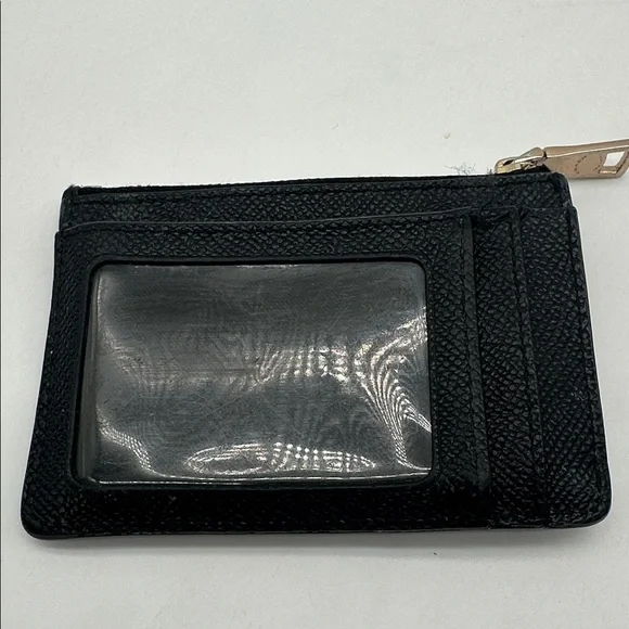 Coach Mini Skinny Cross Grain Leather ID Case Zip Top Closure Attached Key Ring - Picture 2 of 7